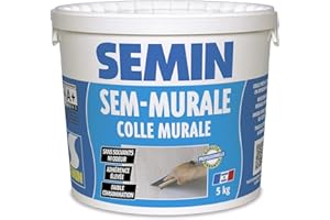 Semin - Sem-Murale - Colle pour Toiles de Verre et Revêtements Muraux Légers - Pâte - Prêt à l'Emploi - Seau 5 kg