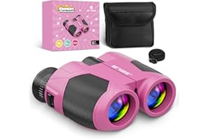 BNISE Kompaktowa lornetka dla dorosłych i dzieci, 10 x 25, prawdziwy wygląd, do użytku na zewnątrz, w podróży i na kemping, różowa