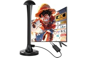 FADISH TV Aerial - Digital Freeview Indoor TV Aerial with Amplifier Signal Booster - 250+ Miles Range,TV Atenna Indoor Support VHF/UHF/DAB Radio/4K/1080P and All TV