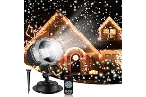 EATAN Projecteur de Flocon de Neige, Lumière de Chute de Neige LED Christmas Snow Light Lampe de Projecteur D'extérieur en Intérieur avec Télécommande et Minuterie Projecteur D'effet de Neige Dynamique IP65