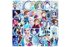 MIZT Frozen Adesivi, Set di 50 Adesivi Disney Frozen, Adesivo alla Moda Personalizzati Decorativi per Auto, Computer Portatile, valigia, Bicicletta, Natalizi Compleanno Regalo per Bambini Adulti