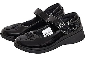 Disney Scarpe da Scuola per Ragazze Minnie Mouse Scarpe da Festa per Bambini in Vernice Nera Facili da Allacciare