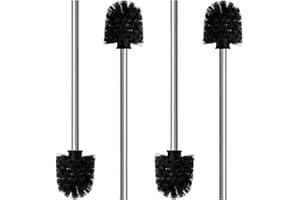 Nirox Juego de 4 Escobillas de Inodoro - Escobillas de baño con 8 cm de diámetro - Escobilla de Limpieza de WC con Mango de Acero Fino - Cepillos de diseño Elegante y con Clase