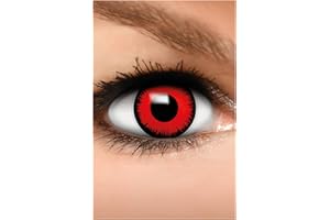 FUNZERA Lentilles Halloween Rouge, Lentilles à Motif Doux pour Déguisement, SANS CORRECTION, 2pcs 1 Paire - Déguisement en VOLTURI VAMPIR - Rouge, Lentilles de Contact pour Halloween