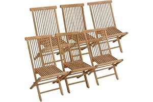 Happy Garden Lot de 6 chaises de Jardin Pliantes en Teck Lombok.