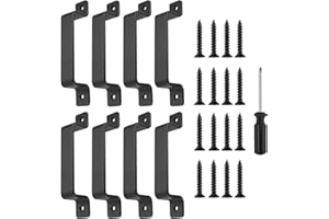 SAMSYOKI Pack of 8 Sliding Door Handles, Black Heavy Duty Vintage Cast Iron Door Handles, Barn Door Handles with Screws & Screwdriver, Cabinet Door Handles for Barn Door, Wardrobe, Garage, Garden Door