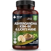 Ashwagandha KSM-66 and Lions Mane Capsules - High Strength 2000mg KSM-66 Ashwaghandha Root Extract and Lions Mane Mushroom Ex