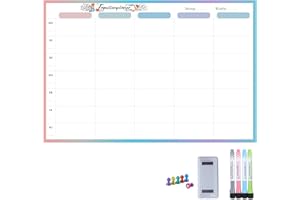 ‎AMO HERMOSO AMO HERMOSO Magnetischer Familienplaner abwischbar 45x30cm – Wochenplaner Magnettafel für Kühlschrank, Idealer Familienkalender, Essensplan, Putzplan & Einkaufsliste