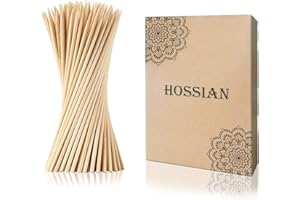 Hossian 150 pinchos naturales de bambú de 0,4 mm - pinchos para aperitivos, palos de manzana caramel, artesanías y cócteles (15CM)