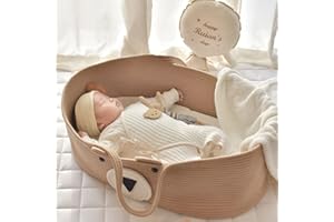Yuehuamech Baby Moses Basket Portable Baby Bed Handheld Moses Basket Cotton Rope Infant Bed Carrycot Baby Bedding Baby Sleeping Bag for Outdoor Travel Car