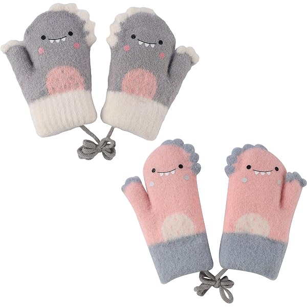 Mitaines En Tricot Pour Bébé 1-3 Ans - 2 Paires Extensibles Avec Motifs Animaux - Confortables Et Chaudes Pour L'hiver