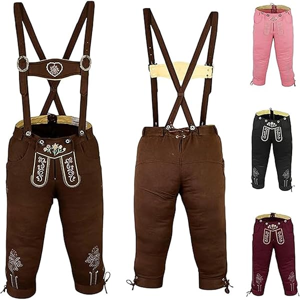 Damen Trachtenjeans 3/4 Shorts - Lederoptik, Stretch, High-Waist Für Oktoberfest & Freizeit