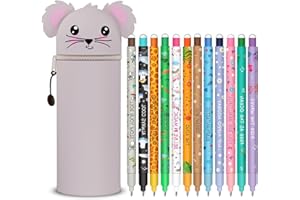 DGTSYAL Lot de stylos gel effaçables-Kawaii Trousse Ecole 2 en1 en Silicone Souple (Koala +12 stylo effaçable)