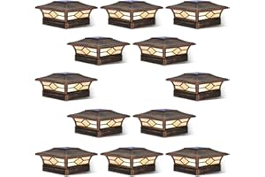 JOFIOS Solar Post Cap Lights Outdoor 12pack, Waterproof Solar Powered Deck Fence Post Lights for 4x4 Wood/Vinyl Posts, Solar Outdoor LED Light with Cool/Warm Lighting Decorate Garden Patio Porch…