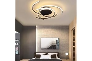 minifair Nowoczesna lampa sufitowa LED z pilotem zdalnego sterowania, lampa do jadalni, kreatywna spirala w kształcie kwiatu, metal, akryl, sufit, żyrandol, oświetlenie, czarna