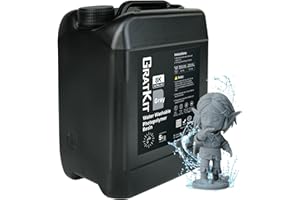 GratKit Water Washable 3D Printer Resin, UV-Curing 405nm Photopolymer Resin, Upgraded Formula 3D Printing Resin with Low Odor and Super Easy to Clean -5000g, Gray