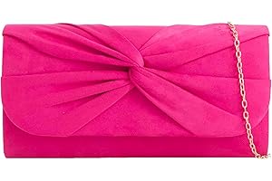 LeahWard Women's Suede Wedding Clutch Bag Large Bow Soft Handbags Evening Purse