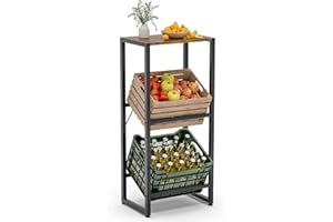 ‎SUHU Suhu Getränkekistenregal 2 Kisten Getränkeregal mit Ablage Regal Getränkekisten Küche Kistenregal Wasserkistenregal Bierkistenregal, Speisekammer Abstellraum Balkon Belastbarkeit 150kg Schwarz