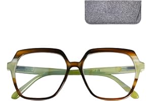 Mini Brille - Lunettes Anti-Lumière Bleue Oversize Hexagonale, Grande Taille, Boite Inclus, Lunette d’Ordinateur pour Femme