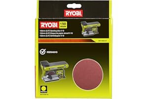 RYOBI - 10 discos diam. 150 mm pegatinas grano 80 para lijadora de banda y disco RBDS4601G - SD150A10