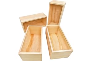Anktily Paquete de 4 cajas organizadoras de madera sin terminar, caja de madera rectangular de 20 x 10 x 8 cm, caja de madera natural rústica para decoración del hogar