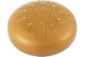 BuoQua Handpan Harmonic, Hand Drum Tamburo Musicale in Acciaio in 11 Note, Drum Hand 10 Pollici con Soft Hand Pan Bag,Hand Drum Oro con Liibro di Musica, Borsa, Staffa a Mazzuolo