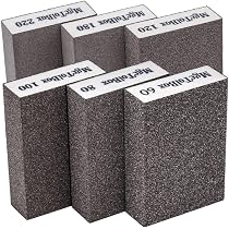 Lot De 4 Blocs De Ponçage éponge - Grains 60, 100, 180, 220 - Pour Bois, Mastic, Peinture - Réutilisable, Lavable - 6