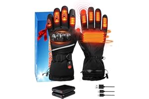 Olutula Heated Gloves for Men Rechargeable Carbon Fiber Heated Motorcycle Gloves with Twin 7.4V 3000mAh Battery, Touchscreen Winter Riding Electric Gloves for Cycling, Skiing, Snow, Outdoor Work