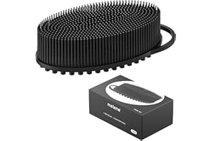 Metene Silicone Body Scrubber, Exfoliating Body Scrubber for Use in Shower,Lathers Well, Long Lasting, Soft Body Scrubber for Shower and Bath Skincare Routine(Black with Loop)