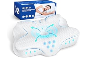 Zibroges Cuscino Cervicale Memory Foam per Dormire, Guanciale Letto Ortopedico Ergonomico Supporto Morbido, Antiacaro e Anallergico, Rinfrescante con Federa Lavabile, Regolabile