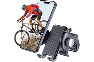 BHHB Uchwyt rowerowy na telefon komórkowy, uchwyt na telefon komórkowy do roweru i motocykla, z blokadą samochodową i zabezpieczeniem przed wstrząsami, uniwersalny uchwyt na kierownicę obracany o 360°