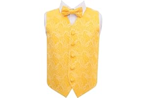 DQT Paisley Floral Patterned Wedding Waistcoat and Bow Tie for Boys