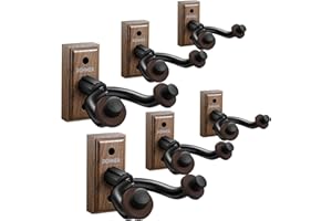 Donner Ganci Supporto Chitarra, Porta Chitarra, Gancio Parete di Legno di noce per Basso/ukulele/violino/mandolino, Appendi Chitarra (6 pezzi)