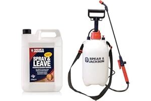 SPEAR AND JACKSON GARDEN CARE Spear & Jackson 5L Spray and Leave - 5L Pressure Sprayer - Concentrated Formula Treats up to 200 sqm - Lichen control - Garden Sprayer