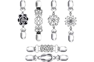 TAIYYI 6 Stück Vintage Pullover Clips,Cardigan Clips,Retro-Silber mit Blumenmuster, geeignet für Damenschals, Stolen, Kleider, Jacken und Umhänge