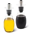 Cole & Mason H103028 Haverhill Oil and Vinegar Pourer, Oil Dispenser/Vinegar Dispenser, Glass/Stainless Steel, 210 mm, Twin Set, Includes 2 x Oil Bottle/Vinegar Bottle
