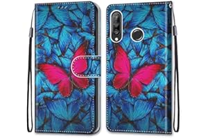 Mo-Somnus Funda para Huawei P30 Lite, Funda Cartera Funda Libro Caso Piel PU con Tapa Magnético Billetera Flip Carcasa Cuero [Protección Completa] [Ranura para Tarjeta] (Mariposa)