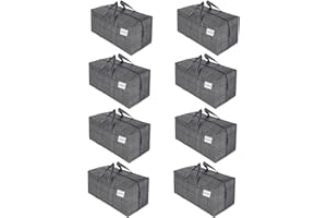 VENO Pack de 8 Bolsas de Mudanza, Almacenamiento Extra Grande con Correas de Mochila, Cremalleras y Asas Resistentes, Bolsas de Lavandería para Guardar Ropa y Embalar (Cuadros Negros,Pack de 8)