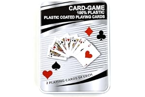 100% Plastic Playing Cards – Set of 2 Decks 54 Cards Each – Durable Waterproof and Easy-to-Clean