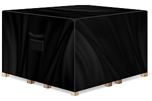 Gracious Gardens Square Garden Furniture Covers Waterproof 200x200x90cm, Oxford Fabric Outdoor Table, Patio & Rattan Garden Furniture Covers, PVC Lined, Air Vents and UV Safe