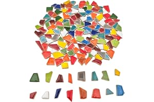 ANKTILY Azulejos de mosaico de cerámica irregulares de 200 g para manualidades, piezas pequeñas de mosaico de 0,5 x 2 cm para hacer mosaicos DIY y decoración de pared (color mezclado)