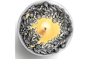 Hion Coperchio Illuma Lid per Candela Profumate, Accessorio Decorativo in Metallo Elegante con Incisioni Aiuta la Combustione Uniforme, Regalo Perfetto per Donna e Casa (FruttoSacro Argento)