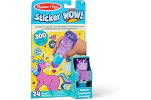 Melissa & Doug, Sticker Wow, Bloc de Actividades de 24 páginas y estampador de Pegatinas, 300 Pegatinas, Juguete Relajante de Manualidades con Personaje Coleccionable, Unicornio Brillante
