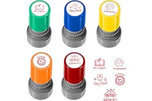 HAKACC Stamps for School Teachers, Pack of 5 Self-Inking Teacher Stamps for Kids Education, Teachers Review, School Prizes