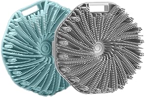 RAMPULA Silicone Body Scrubber, Exfoliating Body Scrubber for Sensitive Skin, Non-Slip Shower Scrubber for Body, Silicone Body Brush for Showering, Charcoal, Effective Showering Exfoliation, Massage