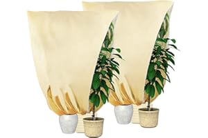 Vegena Lot de 2 Housse Hivernage Plante 180 x 120cm, Housse de Protection pour Plantes avec Cordon de Serrage et Zipper, Voile d Hivernage pour Plantes Réutilisable