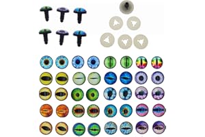 Julie Wang 20 Paires d'oeil de sécurité des Yeux de Dragon pour la Fabrication de poupées en Peluche avec des Yeux d'artisanat de rondelle Ours en Peluche Amigurumi Crochet Jouet 16mm