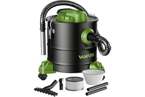 VANPORE Aspirateur à Cendres de 5,2 Gallons avec Base à roulettes et Puissance d'Aspiration de 1200 W, pour Poêles à Granulés, Cheminées, Barbecues, Poêles à Bois et Foyers Extérieurs, Vert