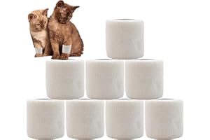 ANAMPION 8 Rolls Self-Adhesive Football Sock Tape 5cm x 4.5m Self Adherent Cohesive Bandages Wrap First Aid Athletic Sports Tape for Wrist Ankle Pet & Vet Wrap for Dogs, Horse (White)