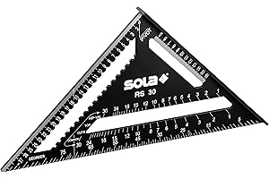 SOLA - RS 30 – 5 in 1 – Angolo di arresto 30 cm – Robusto angolo di falegnameria in alluminio con scala metrica – Angolo multifunzione: righello, angolo di arresto, angolo di inclinazione, goniometro